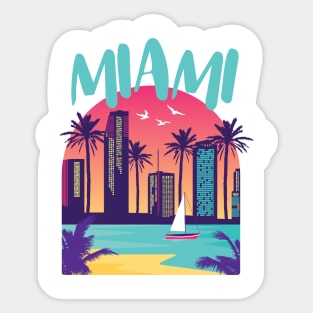 Miami City Skyline Harbour Beach Sticker